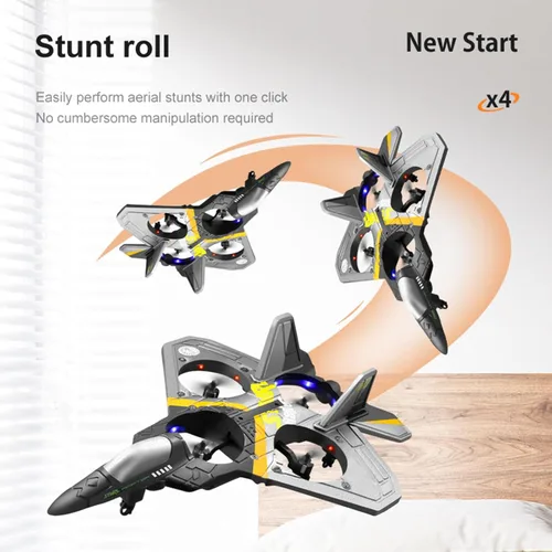 Miniatura 4 de Avión de control remoto V17 RC, aviones RC de combate para niños y adultos de 8 a 16 años, aviones de control remoto con luz LED, 2 baterías, giro