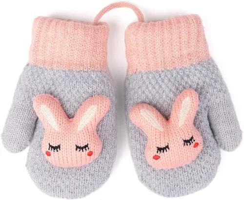 Miniatura 6 de Flammi - 2 pares de mitones para bebés, niños y niñas, forro de sherpa de invierno, guantes de punto cálido, guantes de dibujos animados para niños