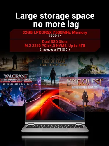 Miniatura 6 de Computadora portátil, pantalla QHD+ de 14 pulgadas, 2880x1800, AMD Ryzen7 H255 (8C/16T hasta 4.9 GHz, 70 W TDP), 32 GB LPDDR5X RAM, 1 TB PCIe 4.0