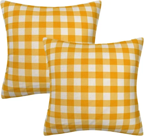 Miniatura 21 de Fundas de almohada decorativas rústicas de Aqua y blanco a cuadros estilo búfalo para sofá, funda de almohada para granja, decoración