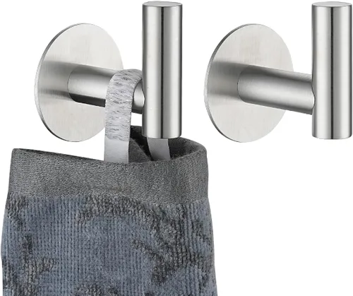 JQK - Ganchos autoadhesivos para toallas cepillados, sin taladro, para adherir en la pared, para abrigos, batas y ropa, para baño, cocina, garaje,