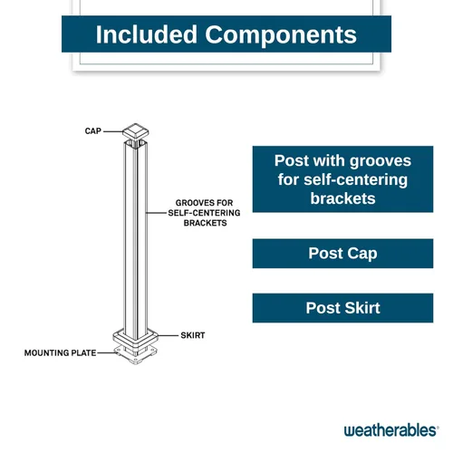 Miniatura 4 de Weatherables Kit de poste de barandilla de aluminio – Kit de poste de aluminio para kits de barandillas Arlington, Georgetown y Cornell, fabricado
