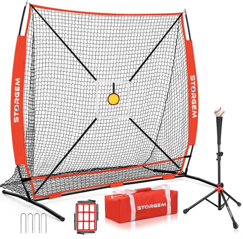 Miniatura 10 de Storgem 6'X6' Baseball Softball Practice Net, Portable Baseball Net for Batting, Hitting, Pitching and Fielding, Carry Bag, Strike Zone and Batting