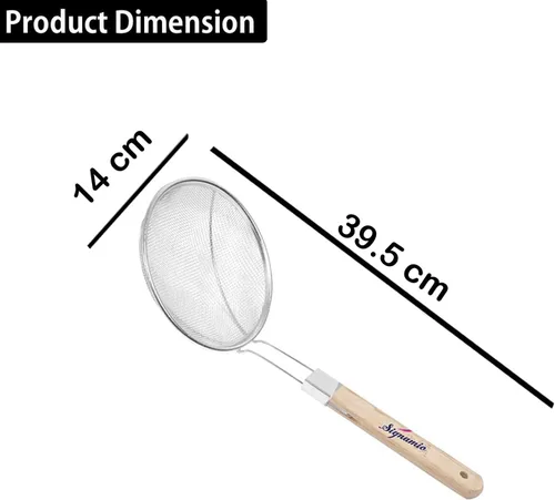 Miniatura 2 de Signamio Cuchara de acero inoxidable de 5.5 in de diámetro para freír profunda, colador de aceite para cocina, cuchara para freír Puri & Poori