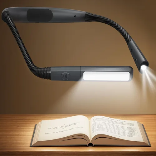 Glocusent Luz de cuello flexible, 100 horas de luz recargable de larga duración, 5 colores y luz de lectura con atenuación continua, luces de libro