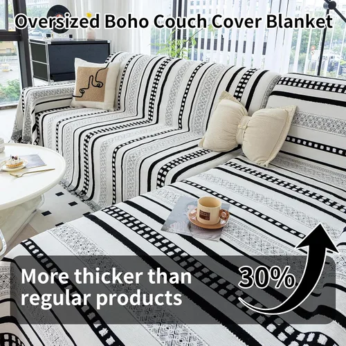 Miniatura 6 de Mantas con Rayas para Sofá, Fundas Boho para Sofá, Mantas para Sofá para Perros, Fundas Medianas para Sofá Reclinable y Silla, Fundas de Sofá