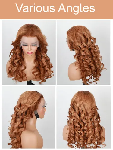 Miniatura 3 de Domiso Pelucas de cabello humano sin pegamento, precortadas previamente cortadas, con encaje frontal de 13 x 4, pelucas de cabello humano marrón a
