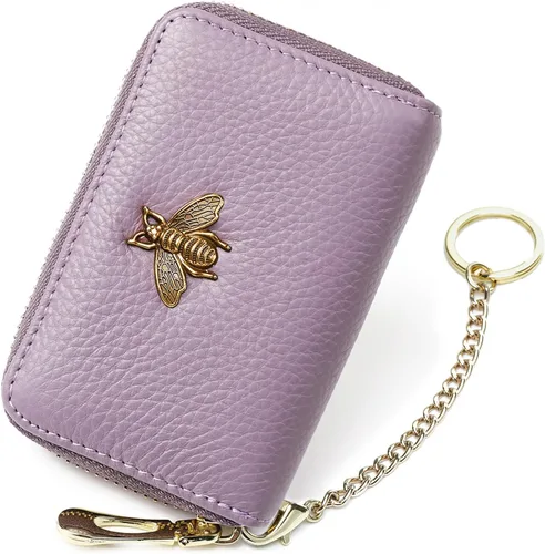 Miniatura 50 de imeetu Soporte para tarjetas de crédito RFID, cartera pequeña de cuero con cremallera para mujer