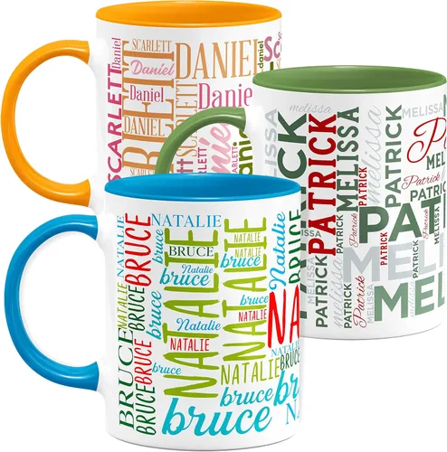 Miniatura 12 de Tazas de café personalizadas con arte de nube de palabras, 12 colores y 9 fuentes artísticas, 11 onzas. Regalos personalizados para parejas, hombres