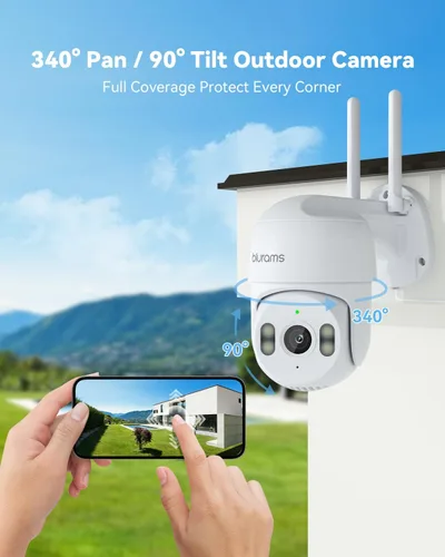 Miniatura 6 de Cámaras de seguridad blurams 2K para exteriores con cable, cámaras Wi-Fi de 5GHz/2.4GHz para seguridad del hogar en el exterior con PTZ de 360°