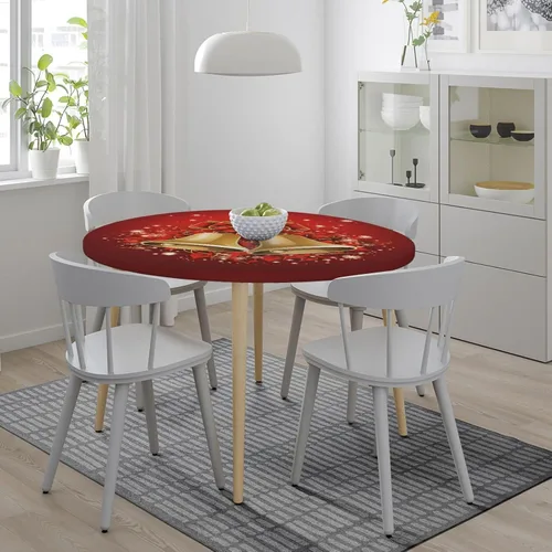 Miniatura 4 de cfpolar Mantel redondo ajustable con diseño de copos de nieve con borde elástico, impermeable, lavable, para interiores y exteriores, fiesta, cena