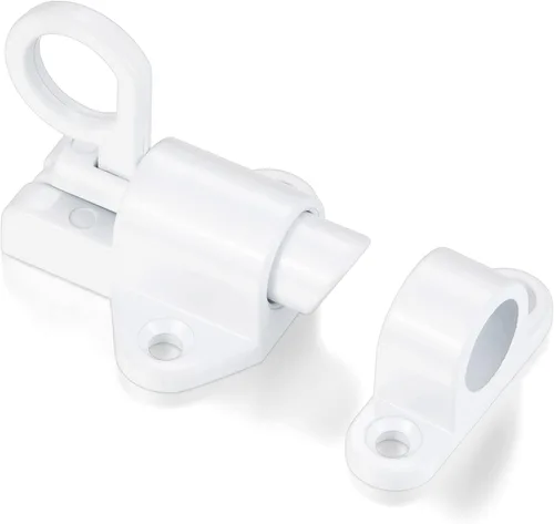 Miniatura 6 de INIRET 2 paquetes de pestillos de cierre automático, cerradura de puerta de resorte blanco, cierre de perno resistente, cerradura automática