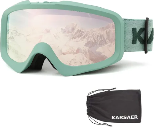 Miniatura 16 de Karsaer - Gafas de esquí antivaho, gafas de nieve OTG, 100% protección UV, gafas de snowboard con lentes dobles flexibles para hombres, mujeres