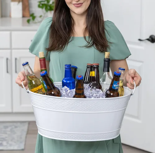 Miniatura 3 de BREKX Colt - Cubetas de hielo para fiestas, 16 botellas, hielera con asas, fácil de limpiar, acabado blanco brillante, resistente a fugas, ovalado