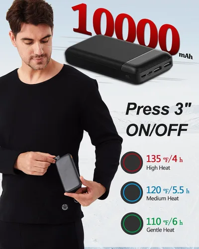 Miniatura 2 de Conjunto de ropa interior térmica térmica eléctrica para hombre, ropa interior deportiva de invierno al aire libre con batería y caja