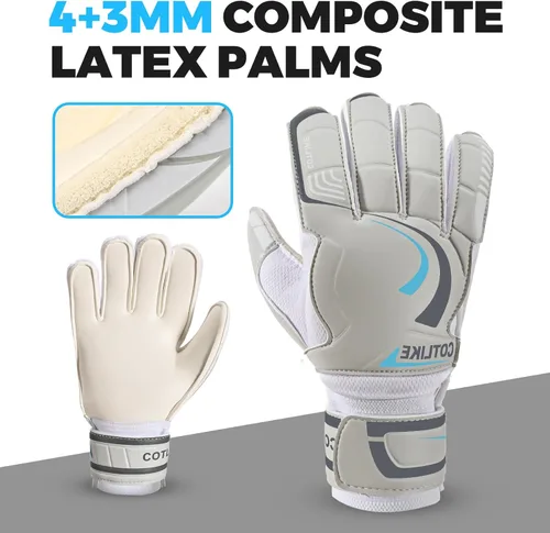 Miniatura 3 de Guantes de portero de fútbol – Guantes de portero de fútbol para niños, niñas, jóvenes y adultos, guantes de portero de fútbol de látex de 0.18 Gris