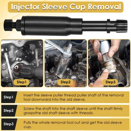 Miniatura 4 de Yoursme Herramienta de instalación de extracción de copa de manga inyector con kit de piezas para Caterpillar Cat 3126B C7 C9 con inyectores