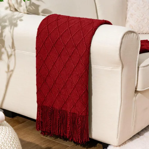 Miniatura 12 de BATTILO HOME Manta marrón para sofá, manta bohemia decorativa de punto chocolate para el hogar, cama, 50 x 60 pulgadas Marrón ondulado