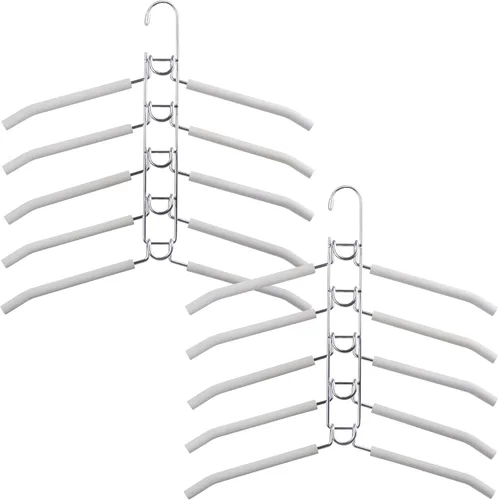 Miniatura 9 de Perchas de ropa que ahorran espacio: 2 paquetes 5 en 1 perchas multicapa antideslizantes de espuma acolchada resistente gruesa percha organizadores