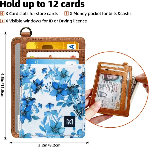 Miniatura 4 de Cartera Porta Tarjetas para Mujeres, Cartera delgada minimalista con bloqueo RFID, carteras de cuero, cartera elástica de bolsillo frontal