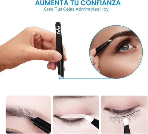 Miniatura 2 de Pefei Juego de Pinzas - Pinzas Profesionales de Acero Inoxidable para Cejas - Gran Precisión para Vello Facial, Astillas y Eliminación de Vello