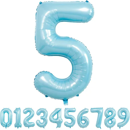 Miniatura 25 de Globos de números azul claro de 40 pulgadas, globos de aluminio de Mylar con helio para cumpleaños, globo número 6 para decoración de fiestas