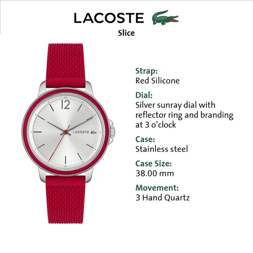 Miniatura 4 de Lacoste Reloj de cuarzo de acero inoxidable para mujer con correa de silicona rojo 17 Modelo 2001199 Rojo Reloj de cuarzo