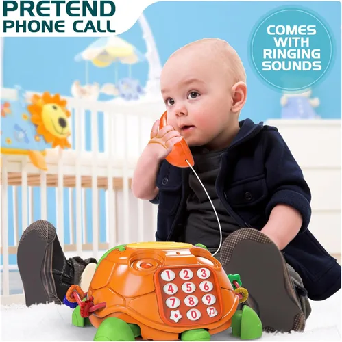 Miniatura 5 de Juguetes para bebés de 6 a 12 meses, juguetes musicales de tortugas que gatean para bebés de 12 a 18 meses, juguete educativo de aprendizaje Naranja