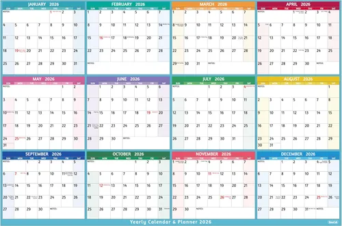 Calendario anual de pared 2026, calendario anual grande 2026, enero 2026 - diciembre 2026, 25.2 x 38.2 pulgadas (abierto), calendario 2026,