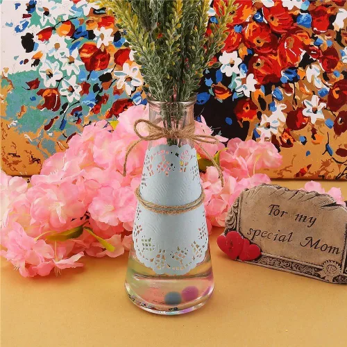 Miniatura 6 de DECORA Tapones redondos de encaje de papel azul de 3.5 pulgadas para decoración de vajilla, paquete de 100