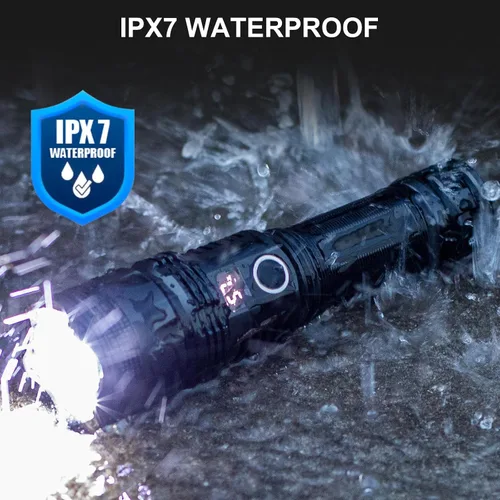 Miniatura 7 de Cinlinso Linternas LED recargables de alto lúmenes, luz de flash súper brillante, 3 modos IPX7 impermeables, linternas de alta potencia