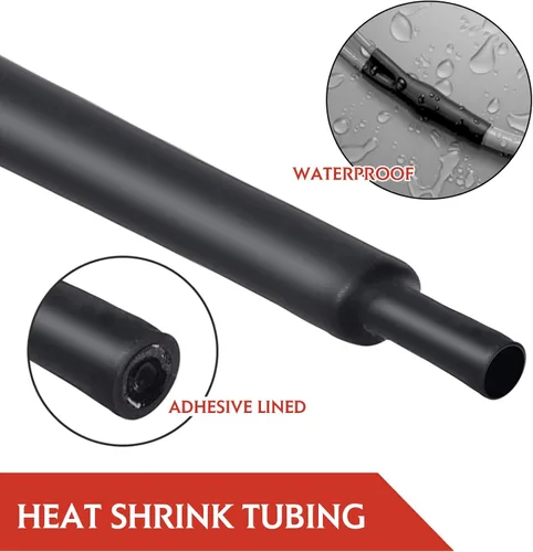 Miniatura 3 de Tubo termorretráctil negro 3:1 de doble pared con adhesivo marino forrado con pegamento impermeable para cables, protectores de cables, conectores