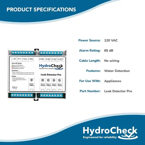 Miniatura 6 de Sistema de Apagado Automático de Agua HydroCheck - Dispositivo Inteligente de Detección de Fugas - Alarma de Sensor de Humedad Comercial - Carga