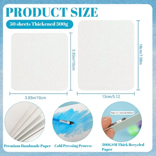 Miniatura 2 de 100 hojas de papel de acuarela a granel, 140 libras/10.58 oz de prensa en frío, bloc de papel grueso de color agua, tarjetas de regalo, papel