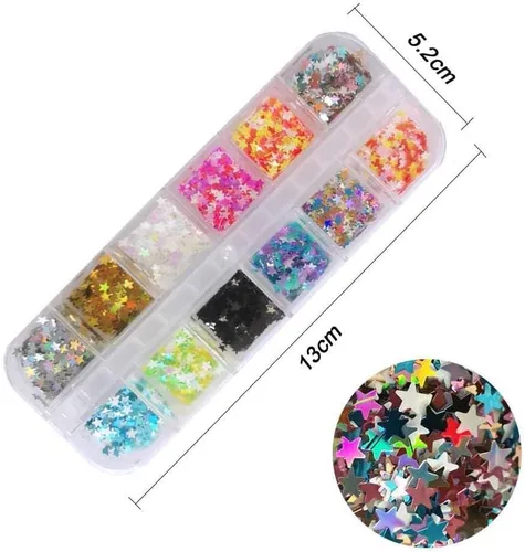 Miniatura 4 de EBANKU Star Glitter Confetti, 24 cajas de lentejuelas holográficas 3D láser arte de uñas escamas coloridas uñas purpurina manicura calcomanías