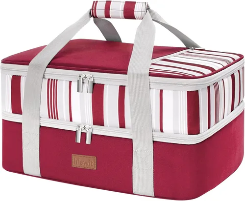 Miniatura 9 de Lifewit - Porta ollas aislada para alimentos calientes o fríos, olla con tapa y estuche de transporte, soporte para lasaña para fiestas de comida