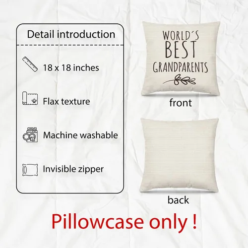 Miniatura 5 de Fundas de almohada de 18 x 18 pulgadas, regalos para abuelos para cumpleaños de nietos, fundas de almohada decorativas para el hogar, dormitorio