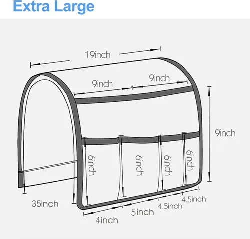 Miniatura 3 de Organizador de reposabrazos de sofá, soporte remoto de TV para sillón con 6 bolsillos para colgar control remoto, soporte grueso para sillón, Beige