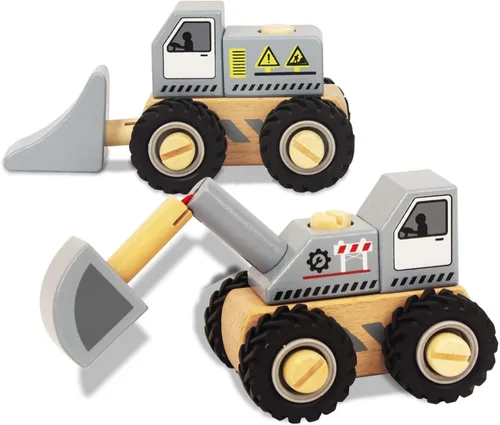 Miniatura 7 de Vehículos de construcción para niños pequeños, 2 piezas desmontables de madera, excavadora y excavadora, juguetes de vehículos para niños de 3 años