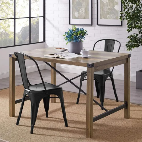Miniatura 2 de Flamaker Sillas de comedor de metal para uso en interiores y exteriores, sillas laterales apilables con respaldo para cocina industrial, sillas Negro