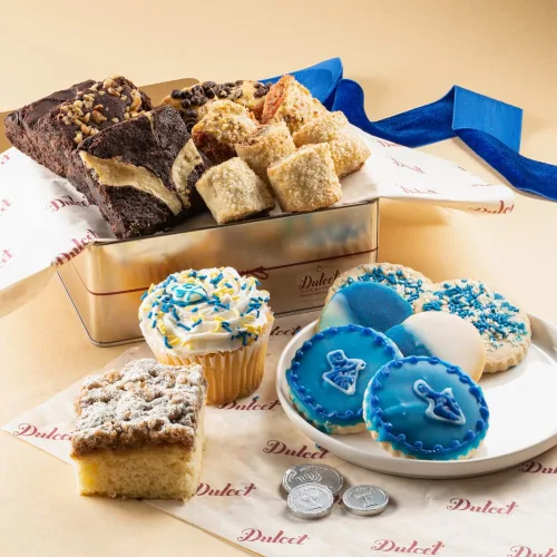 Miniatura 12 de Cesta de regalo gourmet de feliz cumpleaños, surtido de galletas y brownie recién horneados en elegante caja de lata reutilizable, regalos de comida