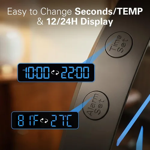 Miniatura 8 de JALL Reloj de pared digital grande de 8 pulgadas con pantalla LED, reloj de pared con temperatura, DST automático, temporizador de cuenta regresiva