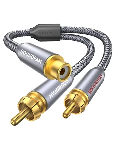 Adaptador divisor en Y RCA 1 hembra a 2 macho RCA/Phono divisor cable estéreo Adaptador Y chapado en oro para subwoofer, TV, reproductor de CD, cine