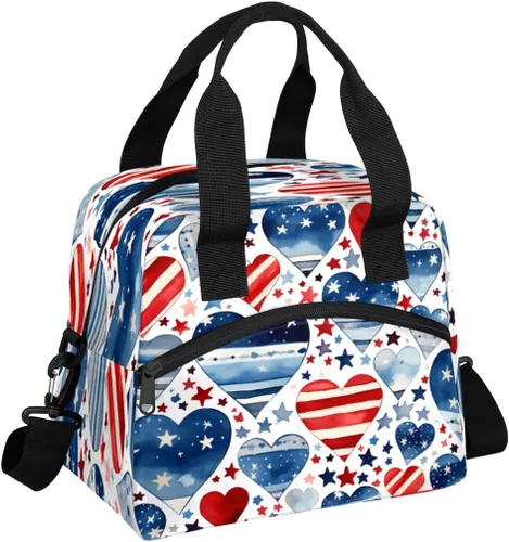 Lonchera con bandera británica estadounidense, para mujeres, adultos, hombres, reutilizable, linda, lonchera de mano, bolsas enfriadoras,