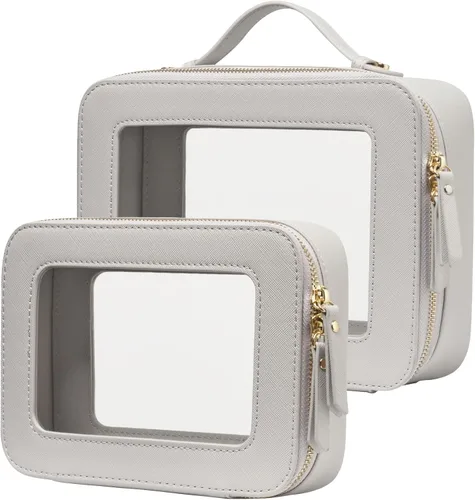Bolsa de maquillaje transparente Popvibe, estuche de cosméticos de viaje con cremallera, bolsa de aseo transparente con cremallera, organizador