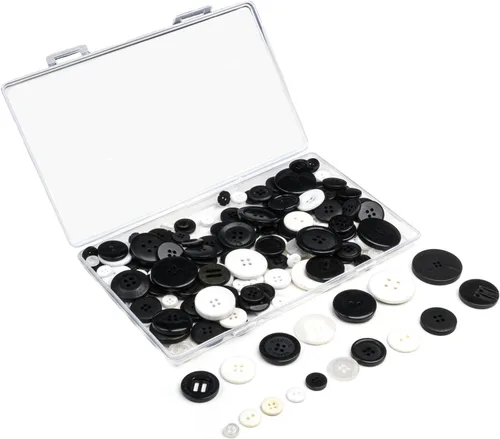 Botones redondos de resina, 200 piezas mezclados en blanco y negro para manualidades, costura, bricolaje, pintura de botones manuales, botones de