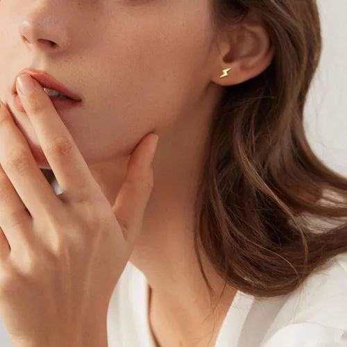 Miniatura 3 de Shcyee Aretes de plata de ley 925 con diseño de rayos para mujeres y hombres, hipoalergénicos, para uso diario, joyería de regalo