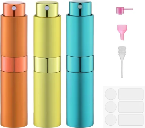 Miniatura 18 de Fusupak Atomizador de Perfume Botella de Viaje Recargable: Vaporizador de Colonia Portátil para Hombres - Mini Spray Vacío para Recarga - 8ml