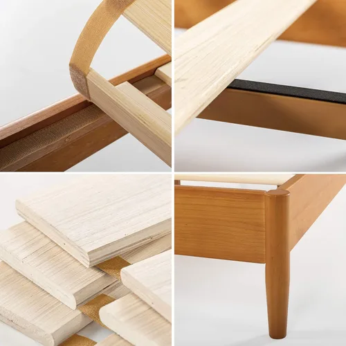 Miniatura 6 de Zinus Allen Marco de cama de plataforma de madera de mediados de siglo, base de madera maciza, soporte de listones de madera, no necesita somier
