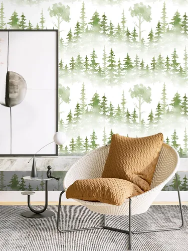 Miniatura 5 de Floralplus Papel tapiz autoadhesivo con diseño de bosque brumoso, extraíble, diseño botánico, apto para inquilinos, para decoración del hogar, papel